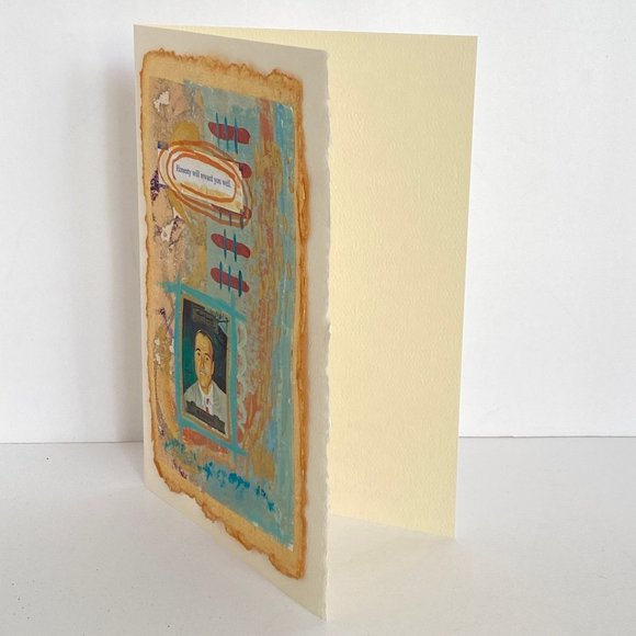 Collage Art Handmade Original Blank Greeting Card and Envelope Vintage Postage - Picture 3 of 6